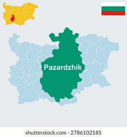 Pazardzhik Bulgaria Map - Maritsa River City, Clock Tower and Regional History Museum Vector Outline.