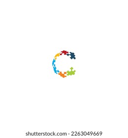 Forma de letra de Pazzle C con colores modernos