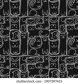 Pazzle with funny cats. Cats House. Seamless Pattern for your design. Vector illustration