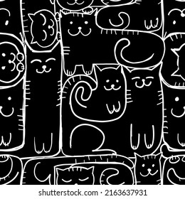 Pazzle with funny cats. Cats House. Seamless Pattern for your design