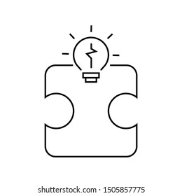 Pazzle with lamp outline icon. Editable stroke