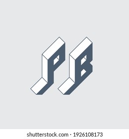 PB - 2-Buchstaben-Code oder Logo. P und B - Monogramm oder Logo. Isometrische 3D-Schriftart für Design. Lautschrift. Dreidimensionale Buchstaben.