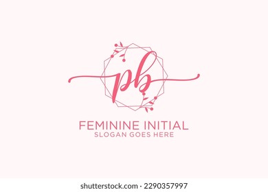 PB beauty monogram and elegant logo design handwriting logo of initial signature, wedding, fashion, floral and botanical with creative template.