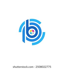 PB BP Monogram with Circles and Print Mark Logo Design Vector