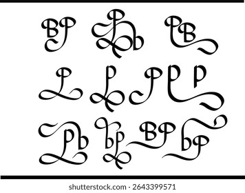 PB Calligraphy Logo – Elegant Interlocked P and B Letter Monogram Design