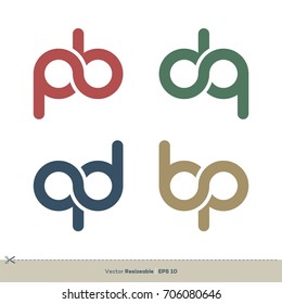 PB, DQ, QD, BP Letter Logo Template Illustration Design. Vector EPS 10.