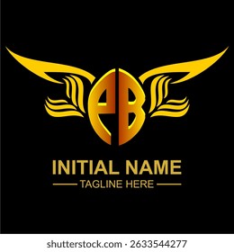 PB Golden Wing Emblem Logo with elegant gold wings, sleek and modern design. Ideal for branding, creative projects, luxury businesses, or artistic ventures.