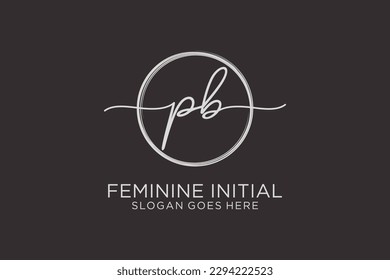PB handwriting logo with circle template vector logo of initial signature, wedding, fashion, floral and botanical with creative template.