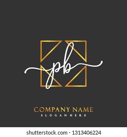 PB Initial Handwriting logo template vector