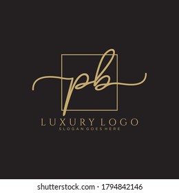 PB Initial handwriting logo template vector