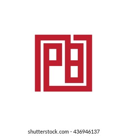 PB initial letters looping linked square logo red