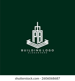 PB initial monogram building logo for real estate