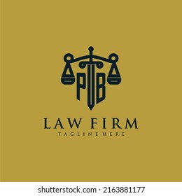PB initial monogram for lawfirm logo with sword and scale