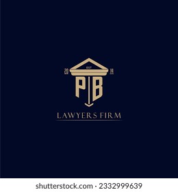 Logotipo inicial de la firma de abogados monograma PB con diseño de hitos
