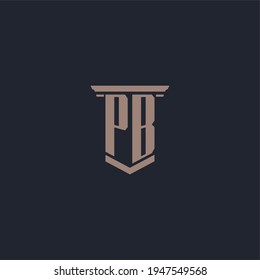 PB initial monogram logo with pillar style design