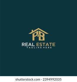 Logotipo de monograma inicial de PB para inmobiliaria con diseño creativo de forma casera