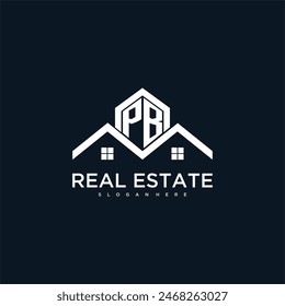 PB initial monogram logo for real estate with creative roof and home image design