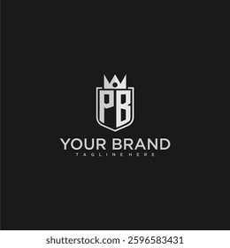 PB initial monogram shield and crown vector image
