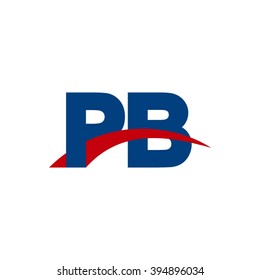 PB initial overlapping swoosh letter logo blue red