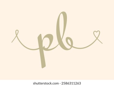 PB initial wedding monogram calligraphy vector illustration. Hand drawn lettering p and b love logo design for valentines day poster, greeting card, photo album, banner print or tattoo.