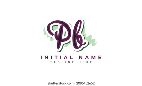 Pb Initials, handwriting logo vector