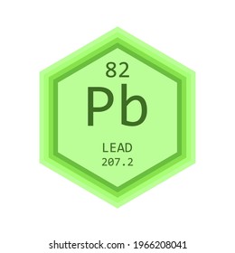 Pb Lead Chemical Element Periodic Table. Hexagon gradient vector illustration, simple clean style Icon with molar mass and atomic number for Lab, science or chemistry education.