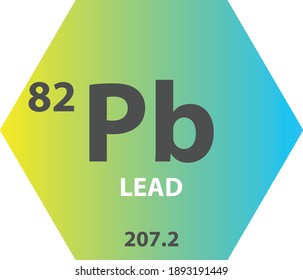 Pb Lead Post transition metal Chemical Element Periodic Table. Hexagon vector illustration, colorful clean style Icon with molar mass and atomic number for Lab, science or chemistry education.