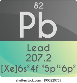 Pb Lead Post transition metal Chemical Element Periodic Table. Square vector illustration, colorful clean style Icon with molar mass, electron config. and atomic number for Lab, science or chemistry