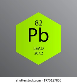 Pb Lead Post transition metal Chemical Element Periodic Table. Hexagon vector illustration, simple clean style Icon with molar mass and atomic number for Lab, science or chemistry education.
