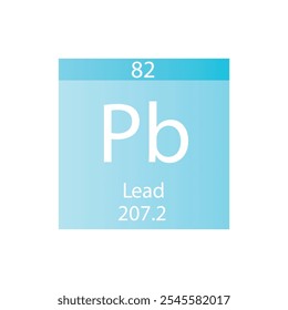 Pb Chumbo Pós-transição metal Químico Elemento Tabela Periódica. Simples ilustração de vetor quadrado plano, simples ícone de estilo limpo com massa molar e número atômico para Lab, ciência ou classe de química.