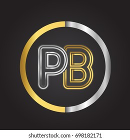 PB Letter logo in a circle. gold and silver colored. Vector design template elements for your business or company identity.