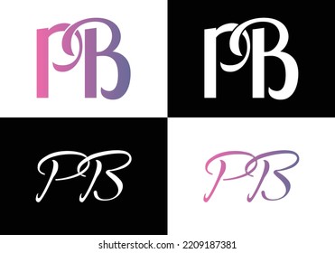 PB letter logo design bundle Colored and black and white version premium vector illustration.