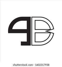 PB Letter logo monogram with oval shape negative space design template white background