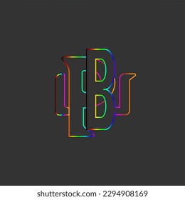 pb letter logo with rainbow line colors