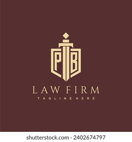 PB letter monogram for law firm with sword and shield logo image
