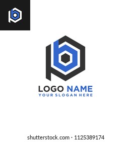 PB logo letter initial, Abstract polygonal Background Logo,