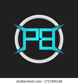 PB Logo monogram with circle and four taper shape design template