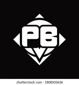 PB Logo monogram with circle shape and square rotate rounded design template on black background