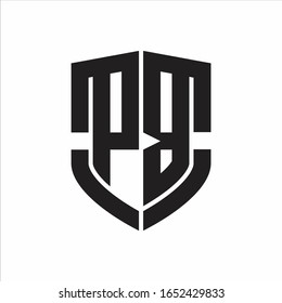 PB Logo monogram with emblem shield shape design isolated on white background