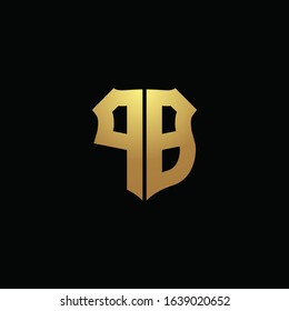 PB logo monogram with gold colors and shield shape design template