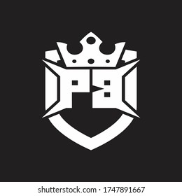 PB Logo monogram isolated with shield and crown design template
