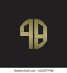 PB Logo monogram outline style linked isolated with gold colors