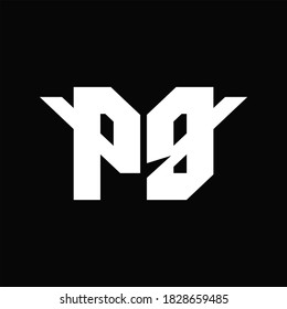PB Logo monogram with single wings design template on black background