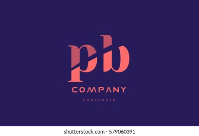 pb p b alphabet small letter blue pink creative design vector company logo icon template 