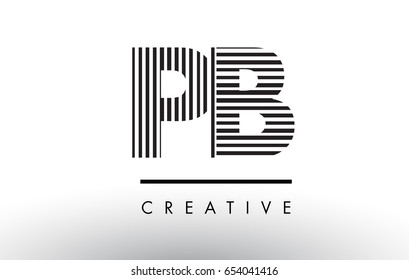 PB P B Black and White Letter Logo Design with Vertical and Horizontal Lines.