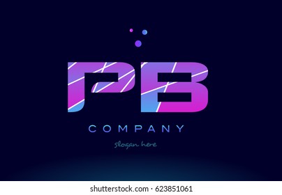 pb p b  creative color blue background pink purple magenta alphabet letter company logo vector icon