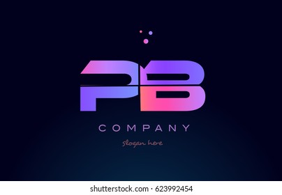 pb p b creative color blue background pink purple blue magenta alphabet letter company logo vector icon design