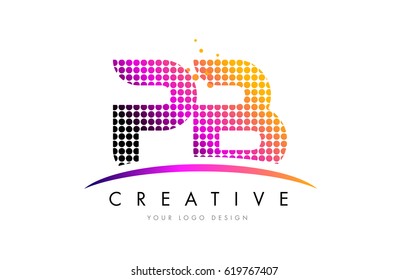 PB P B Dots Letter Logo Design with Magenta Bubble Circles and Swoosh