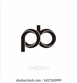 pb p b Initial Letter Split Lowercase Modern Monogram linked outline rounded logo