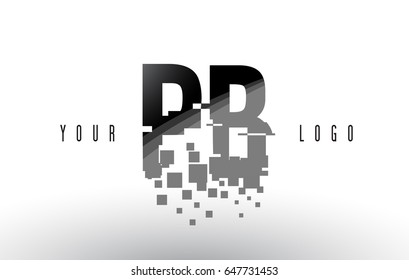 PB P B Pixel Letter Logo with Digital Shattered Black Squares. Creative Letters Vector Illustration.